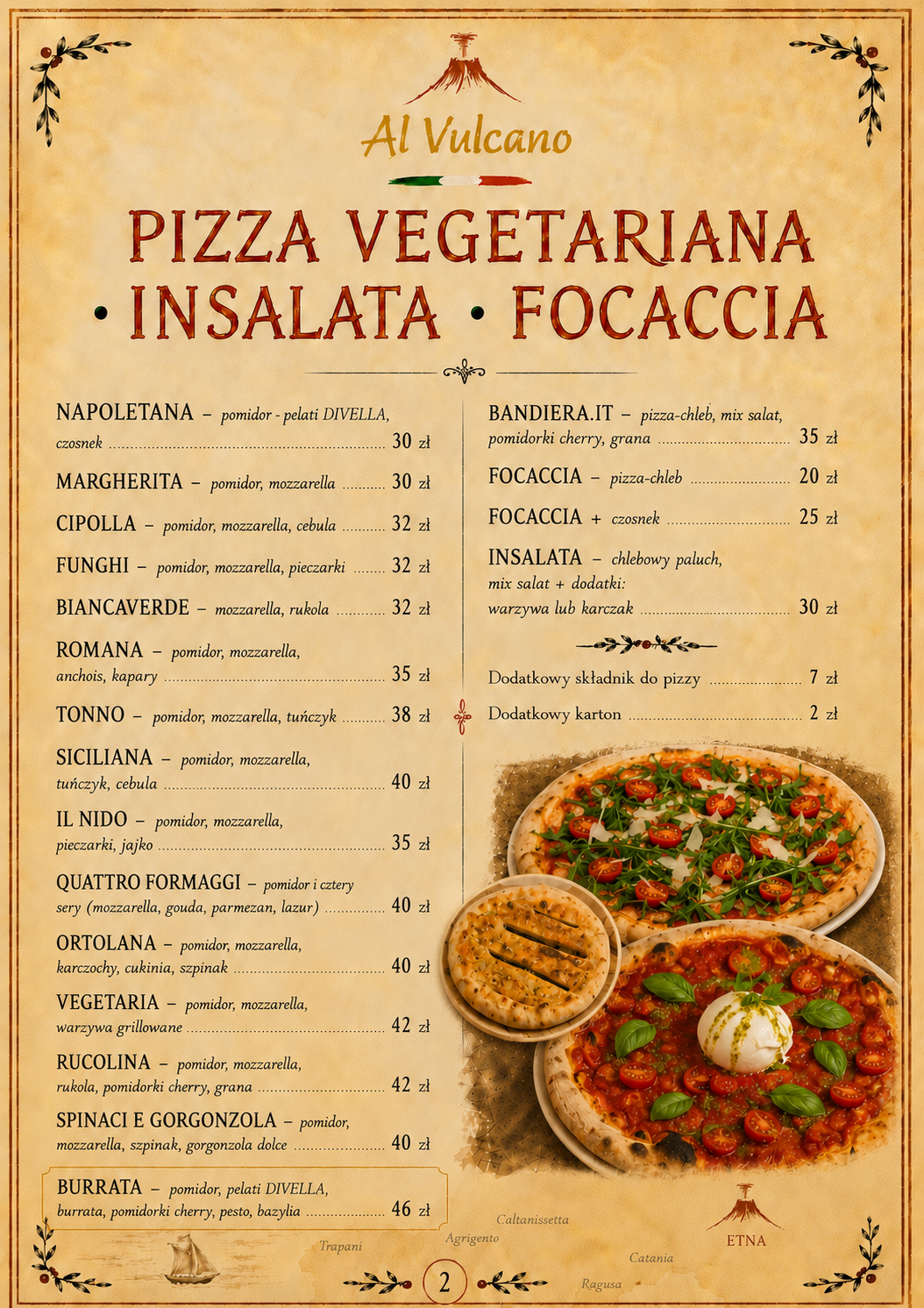 Karta menu Al Vulcano — strona 2