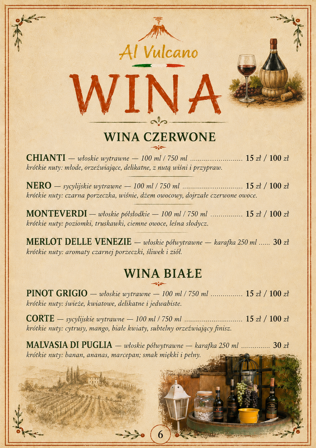 Karta menu Al Vulcano — strona 6